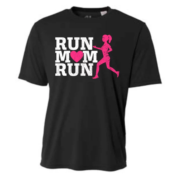 Run Mom Run Marathon Running Spectator Runner Mother's Day Gift Cooling Performance Crew T-Shirt