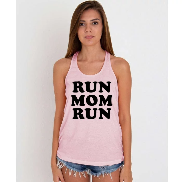 Run Mom Run Marathon Running Spectator Women's Knotted Racerback Tank