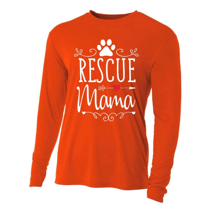 Rescue Mama Rescue Dog Lover Outfit Rescue Mom Gift Cooling Performance Long Sleeve Crew