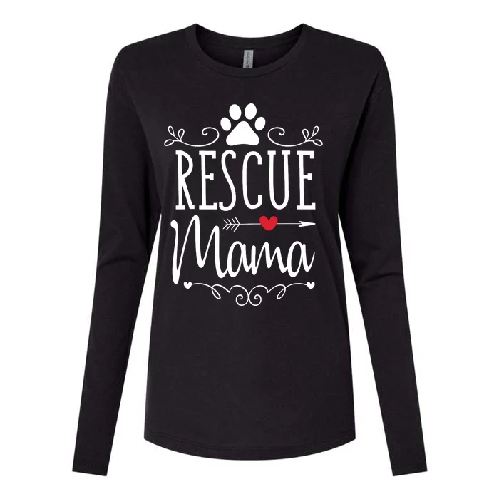 Rescue Mama Rescue Dog Lover Outfit Rescue Mom Gift Womens Cotton Relaxed Long Sleeve T-Shirt