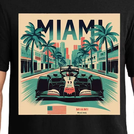 Retro Miami Racing Car Formula Racing Pajama Set