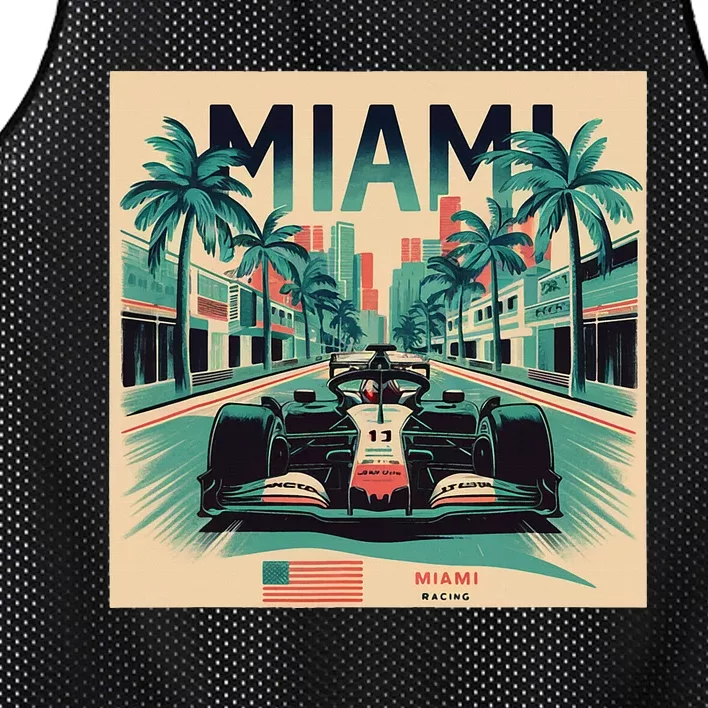 Retro Miami Racing Car Formula Racing Mesh Reversible Basketball Jersey Tank