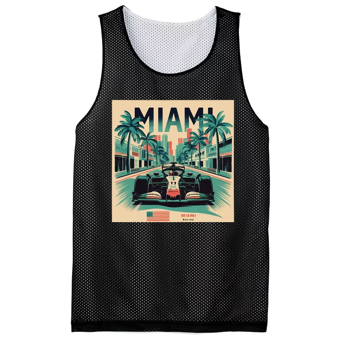 Retro Miami Racing Car Formula Racing Mesh Reversible Basketball Jersey Tank