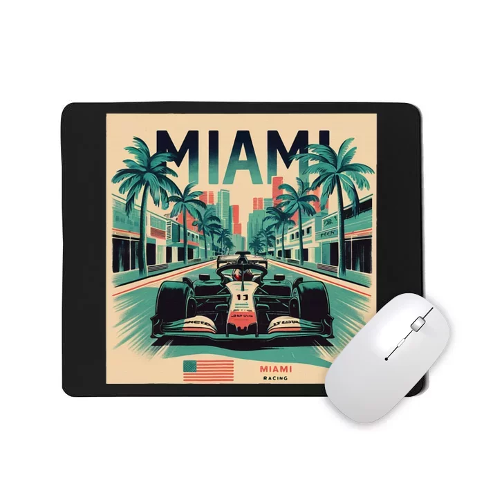 Retro Miami Racing Car Formula Racing Mousepad