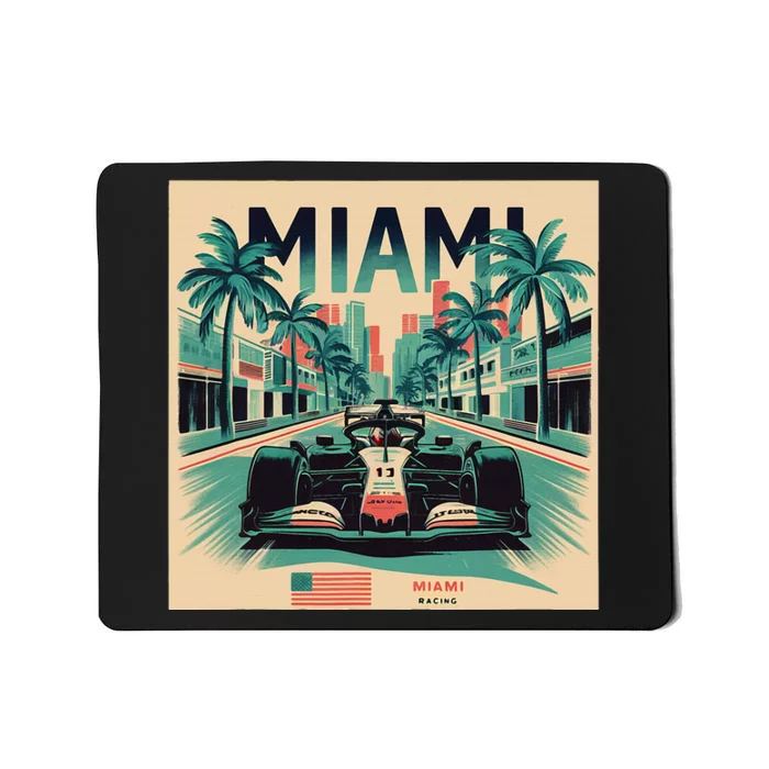 Retro Miami Racing Car Formula Racing Mousepad