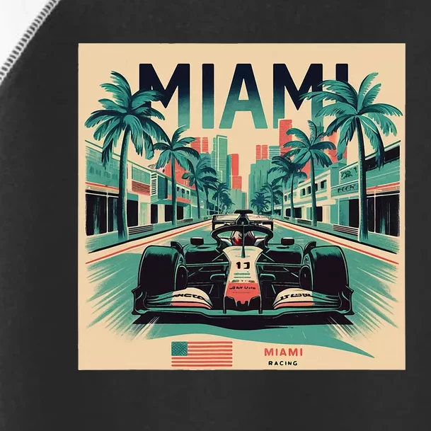 Retro Miami Racing Car Formula Racing Toddler Fine Jersey T-Shirt