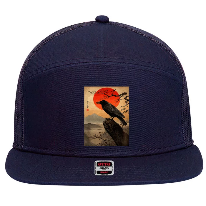 Red Moon Raven Black Crow 7 Panel Mesh Trucker Snapback Hat