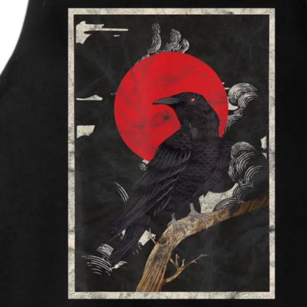 Red Moon Raven Graphic Black Crow Ladies Tri-Blend Wicking Tank