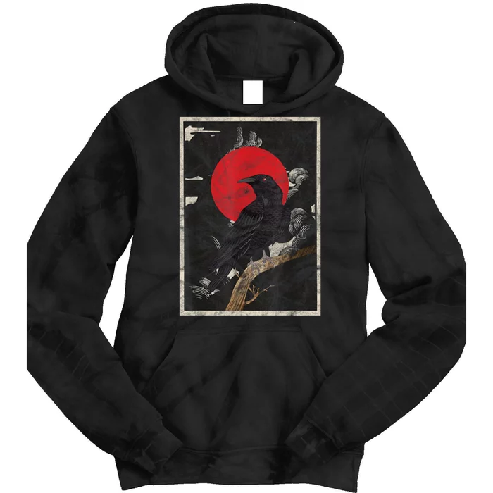 Red Moon Raven Graphic Black Crow Tie Dye Hoodie