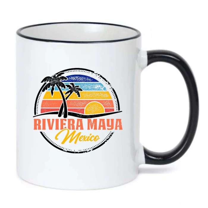 Riviera Maya Retro Sunset Black Color Changing Mug