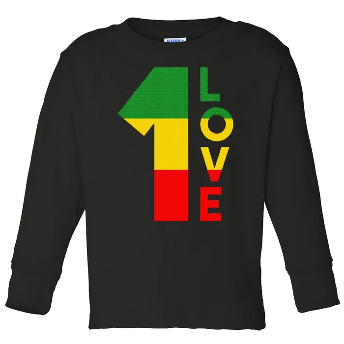 Reggae Music Rastafarian 1 Love Rasta Jamaica Toddler Long Sleeve Shirt