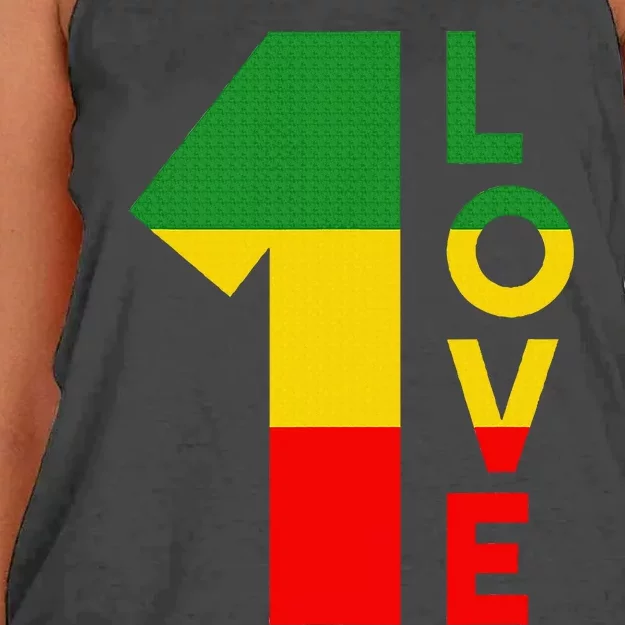 Reggae Music Rastafarian 1 Love Rasta Jamaica Women's Knotted Racerback Tank