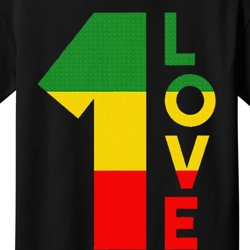 Reggae Music Rastafarian 1 Love Rasta Jamaica Kids T-Shirt