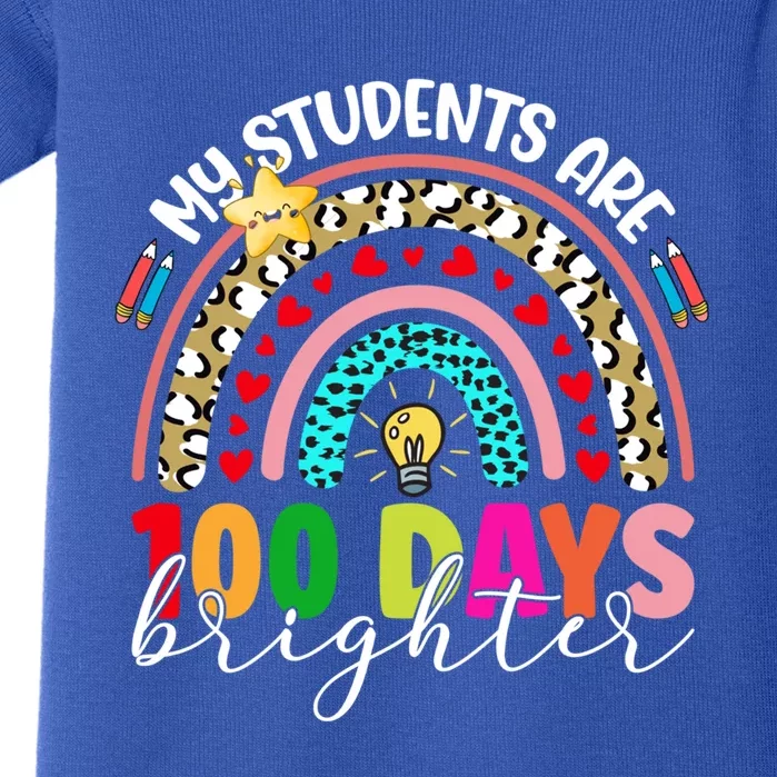 Rainbow My Students Are 100 Days Brighter Teacher Cute Gift Baby Bodysuit