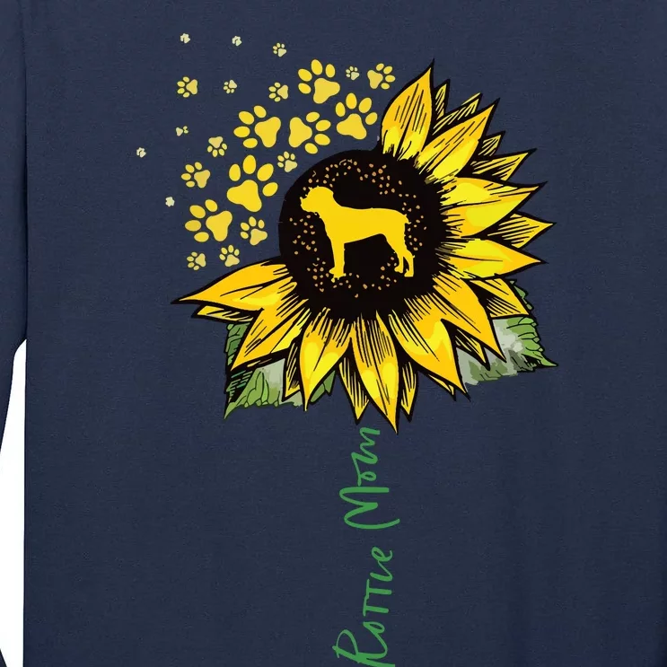 Rottie Mom Sunflower Rottweiler Gifts Dog Mom Mama Tall Long Sleeve T-Shirt