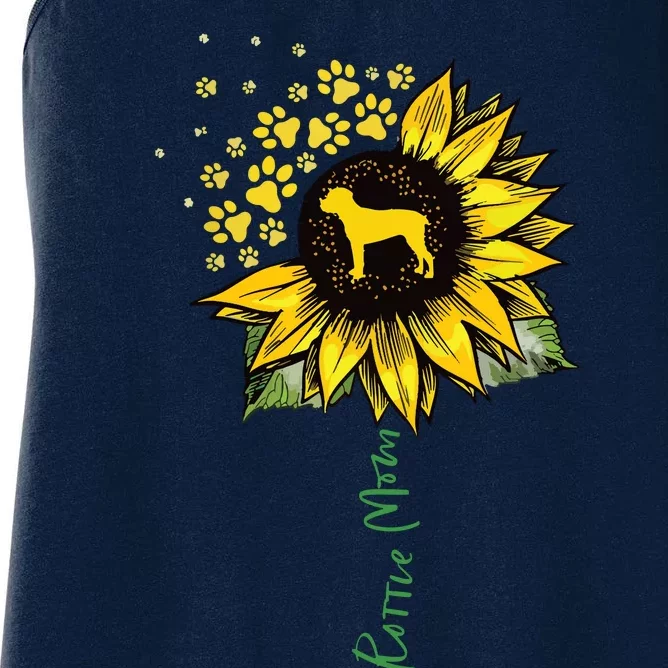 Rottie Mom Sunflower Rottweiler Gifts Dog Mom Mama Women's Racerback Tank