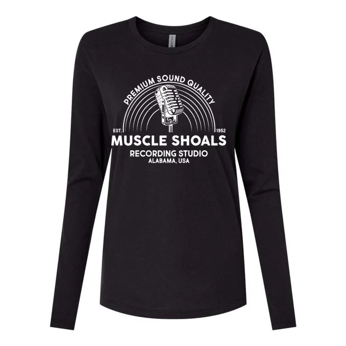 Retro Muscle Shoals Recording Studio Alabama USA Logo Womens Cotton Relaxed Long Sleeve T-Shirt