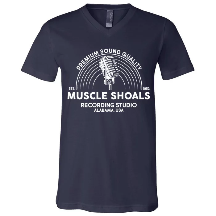 Retro Muscle Shoals Recording Studio Alabama USA Logo V-Neck T-Shirt
