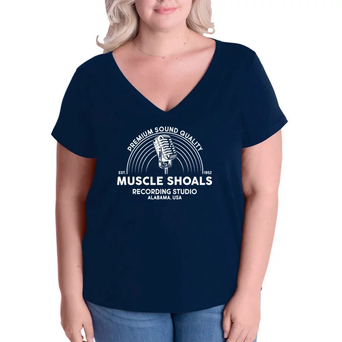 Retro Muscle Shoals Recording Studio Alabama USA Logo Women's V-Neck Plus Size T-Shirt