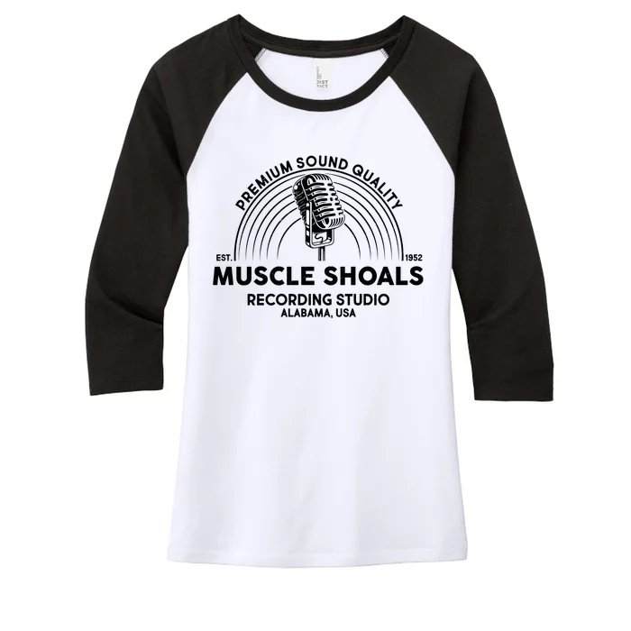 Retro Muscle Shoals Recording Studio Alabama USA Logo Women's Tri-Blend 3/4-Sleeve Raglan Shirt