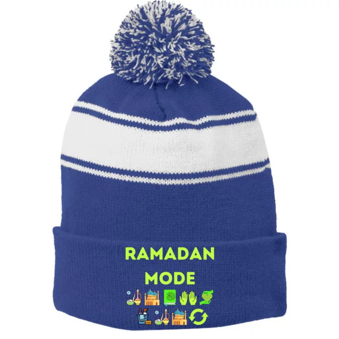 Ramadan Mode Suhoor Pray Quran Dua Sadaqa Iftar Tarawih Meaningful Gift Stripe Pom Pom Beanie