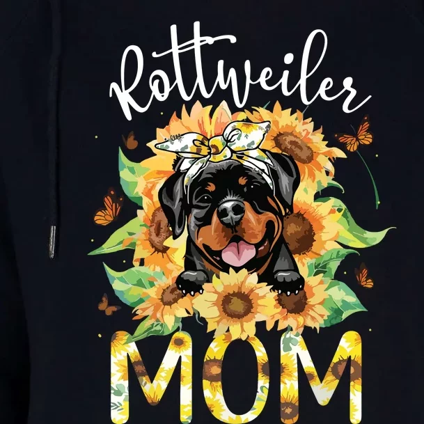 Rottweiler Mom Sunflowers Rottweiler Lovers Womens Funnel Neck Pullover Hood