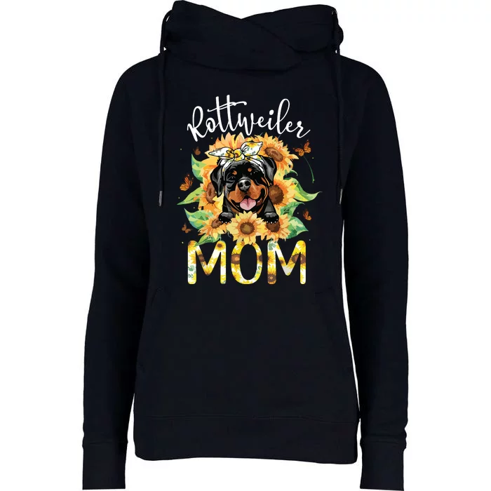 Rottweiler Mom Sunflowers Rottweiler Lovers Womens Funnel Neck Pullover Hood