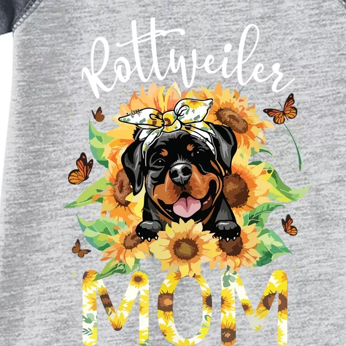 Rottweiler Mom Sunflowers Rottweiler Lovers Infant Baby Jersey Bodysuit