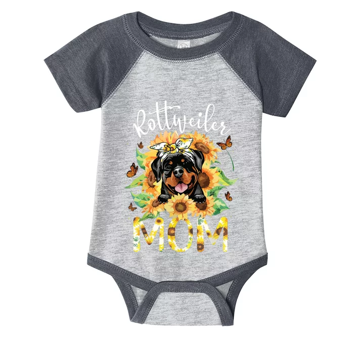 Rottweiler Mom Sunflowers Rottweiler Lovers Infant Baby Jersey Bodysuit