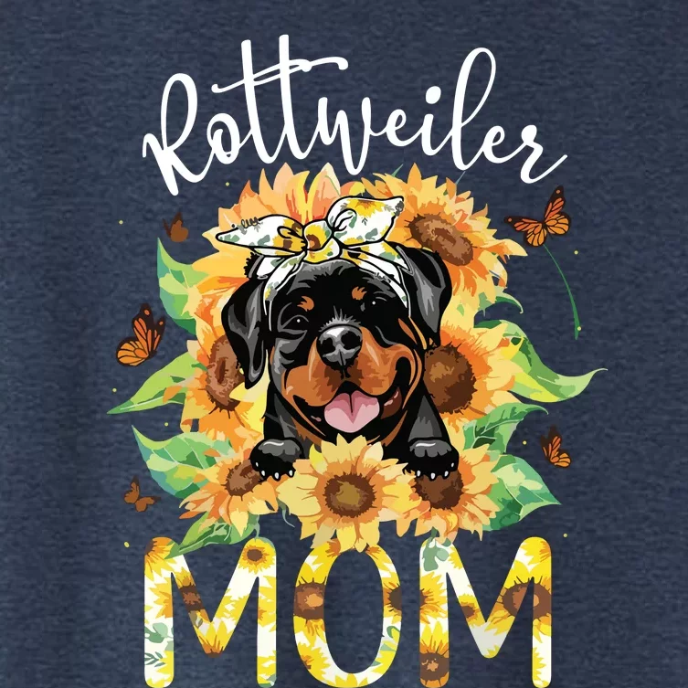 Rottweiler Mom Sunflowers Rottweiler Lovers Women's Crop Top Tee