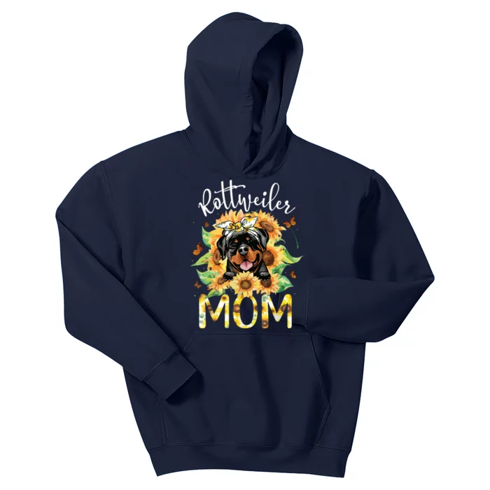 Rottweiler Mom Sunflowers Rottweiler Lovers Kids Hoodie