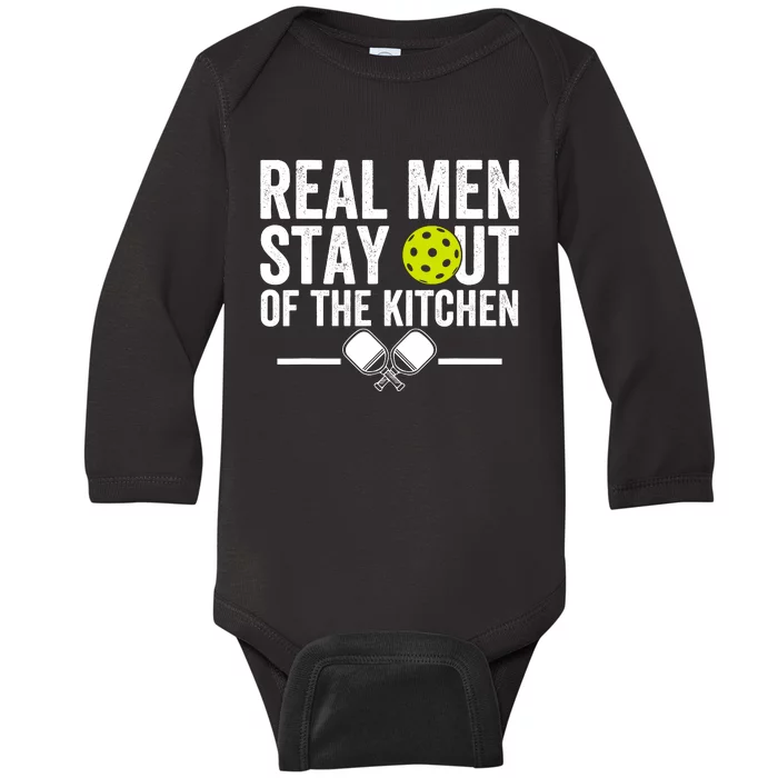 Real Man Stay Out Of The Kitchen Funny Pickleball Vintage Baby Long Sleeve Bodysuit