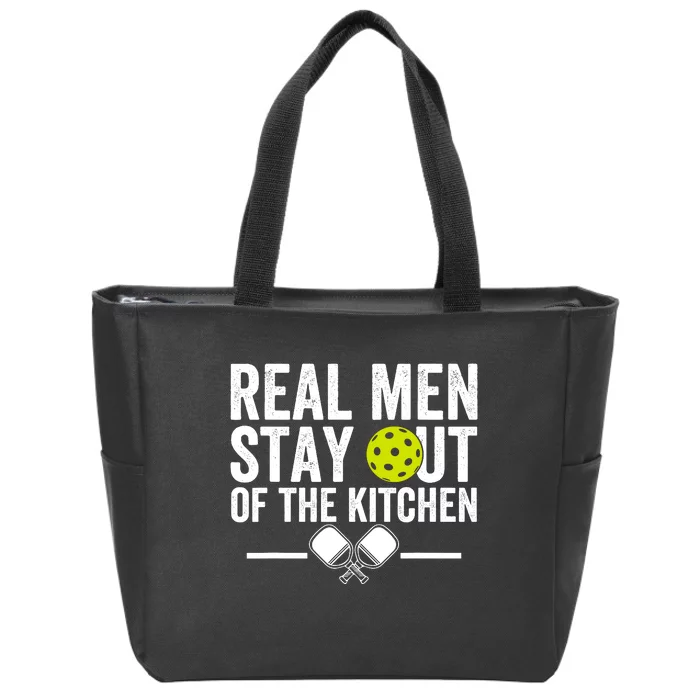 Real Man Stay Out Of The Kitchen Funny Pickleball Vintage Zip Tote Bag