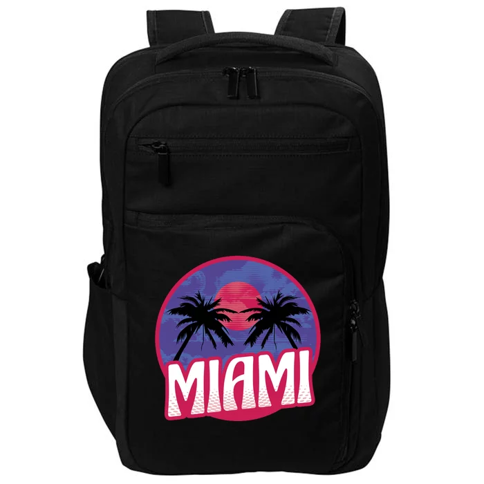 Retro Miami Sunset Palm Tree Impact Tech Backpack