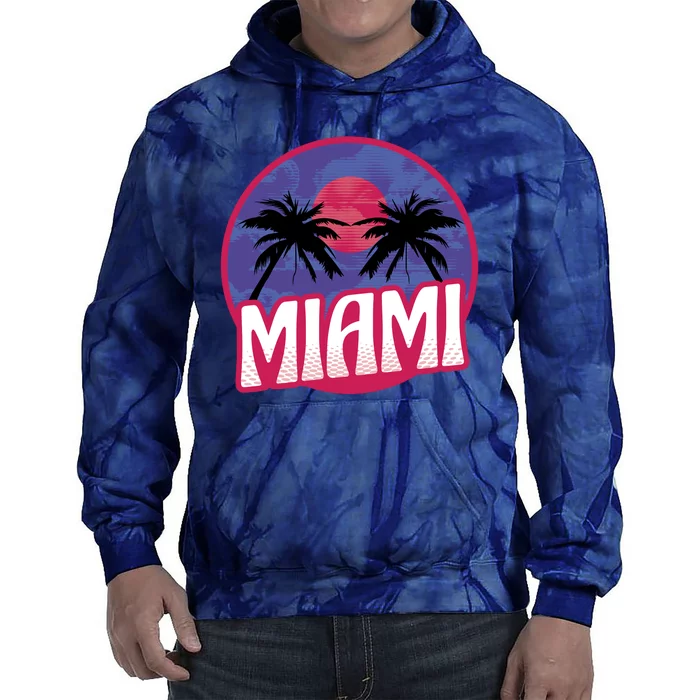 Retro Miami Sunset Palm Tree Tie Dye Hoodie