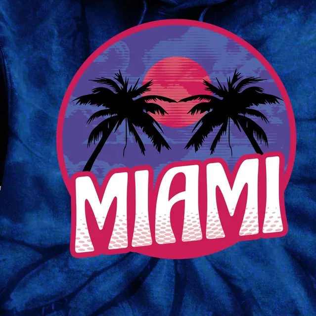 Retro Miami Sunset Palm Tree Tie Dye Hoodie