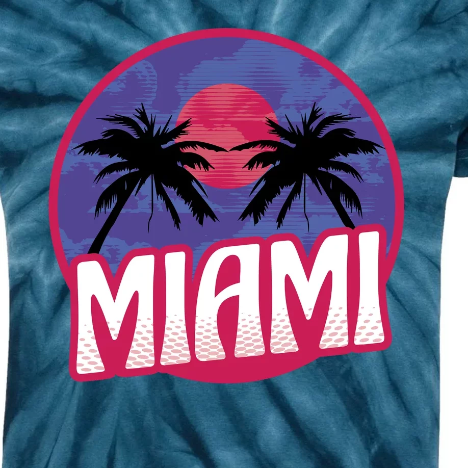 Retro Miami Sunset Palm Tree Kids Tie-Dye T-Shirt