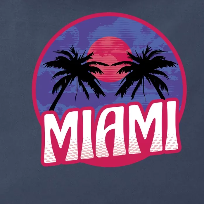 Retro Miami Sunset Palm Tree Zip Tote Bag