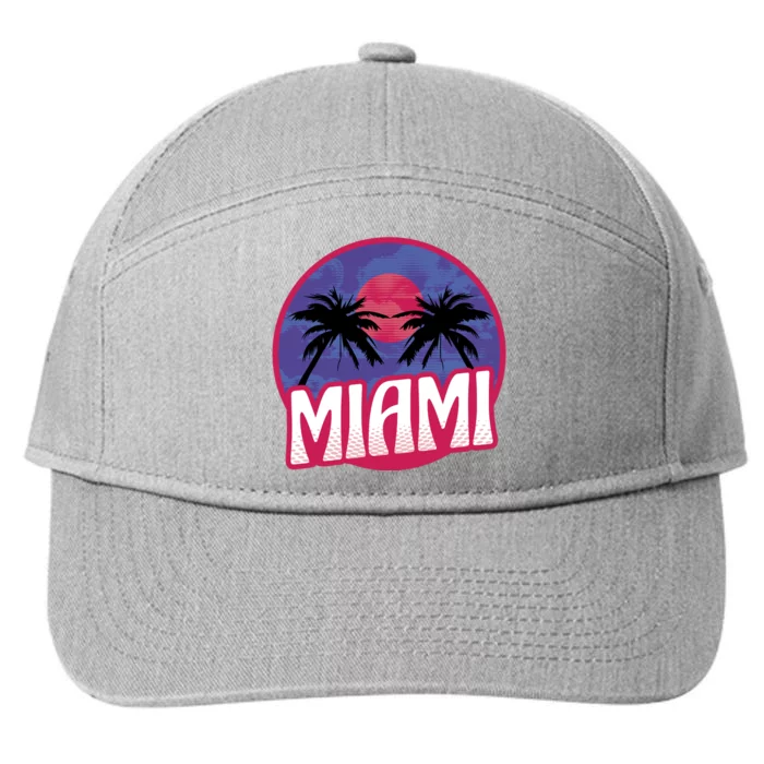 Retro Miami Sunset Palm Tree 7-Panel Snapback Hat