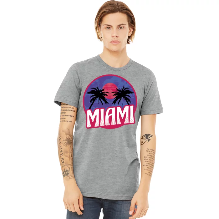 Retro Miami Sunset Palm Tree Premium T-Shirt