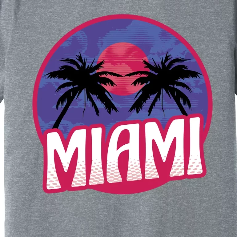 Retro Miami Sunset Palm Tree Premium T-Shirt