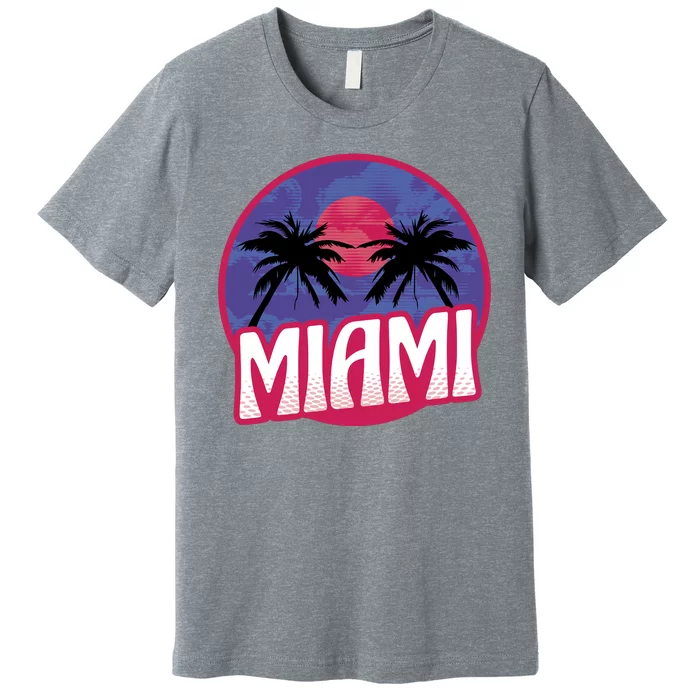 Retro Miami Sunset Palm Tree Premium T-Shirt