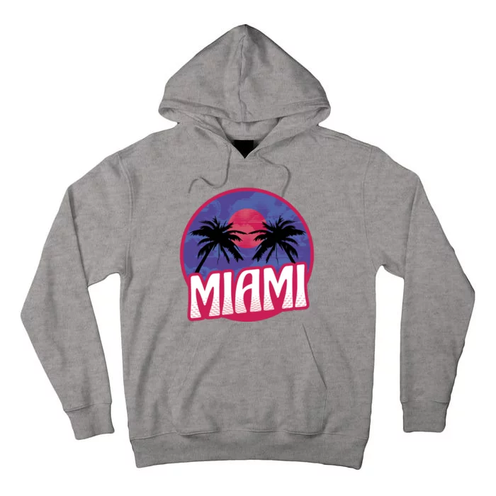 Retro Miami Sunset Palm Tree Tall Hoodie