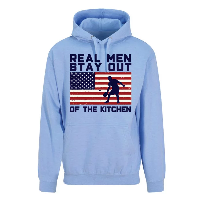 Real Men Stay Out Of The Kitchen Funny Pickleball Paddleball Unisex Surf Hoodie