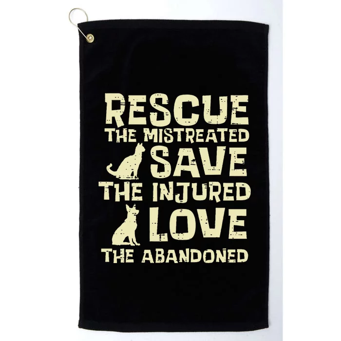 Rescue Mistreated Save Love Dog Cat Animal Pet Platinum Collection Golf Towel