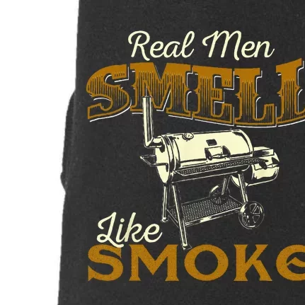 Real Men Smell Like Smoke Pitmaster BBQ Smoker Grilling Doggie 3-End Fleece Hoodie