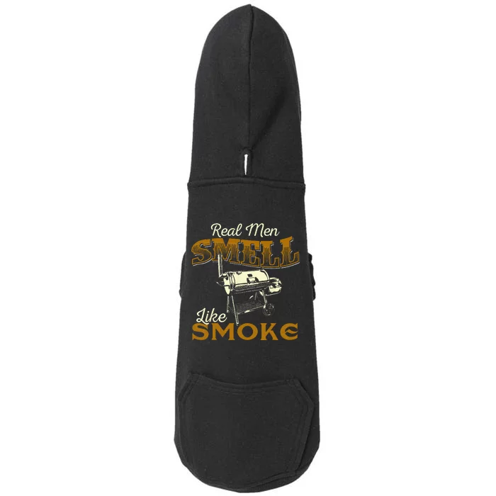 Real Men Smell Like Smoke Pitmaster BBQ Smoker Grilling Doggie 3-End Fleece Hoodie