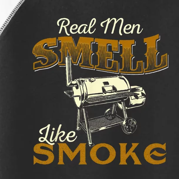 Real Men Smell Like Smoke Pitmaster BBQ Smoker Grilling Toddler Fine Jersey T-Shirt