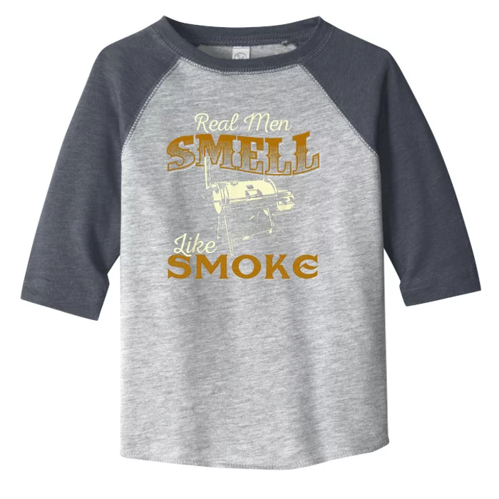 Real Men Smell Like Smoke  Pitmaster BBQ Smoker Grilling Toddler Fine Jersey T-Shirt