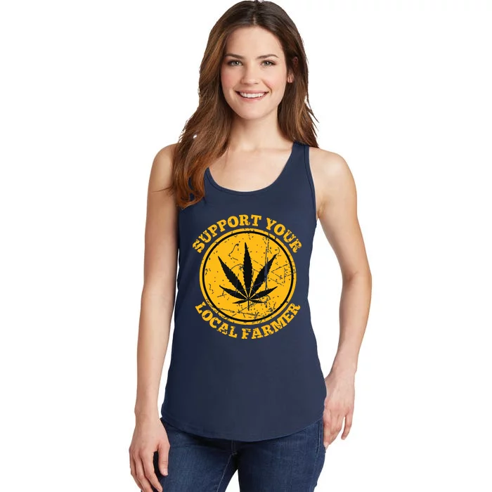 Retro Marijuana Support Your Local Farmer Cannabis Weed Ladies Essential Tank